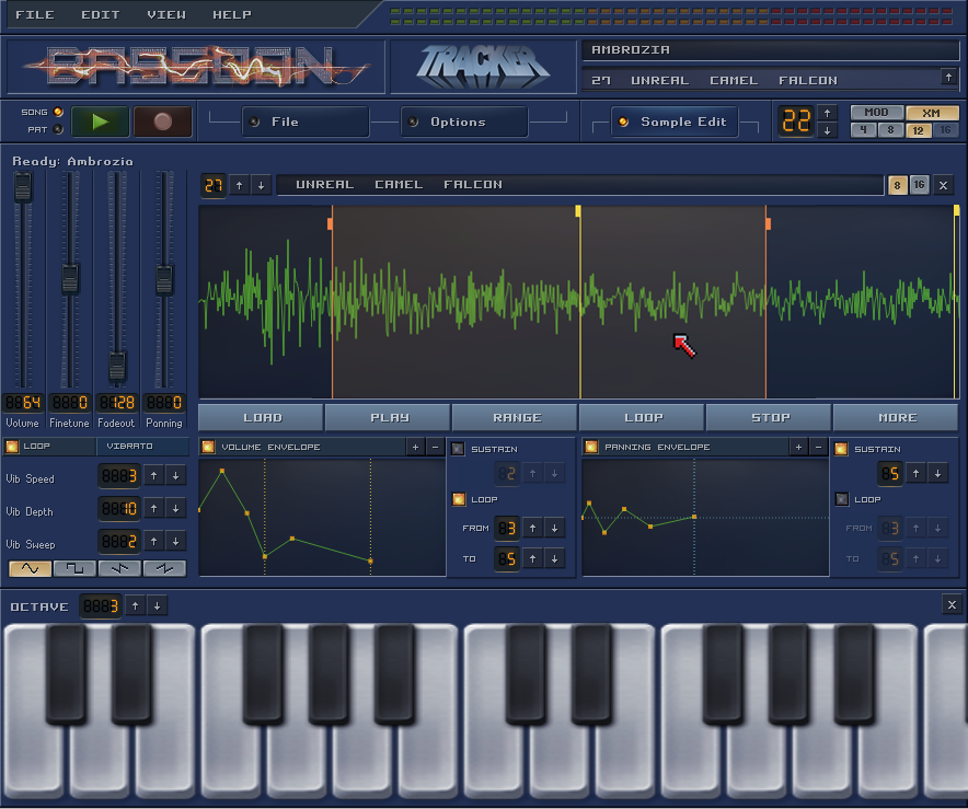 BassoonTracker: встроенный Sample Editor с waveform, loop и envelope controls