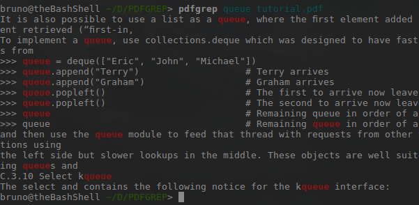 Поиск текста в PDF из терминала с помощью pdfgrep