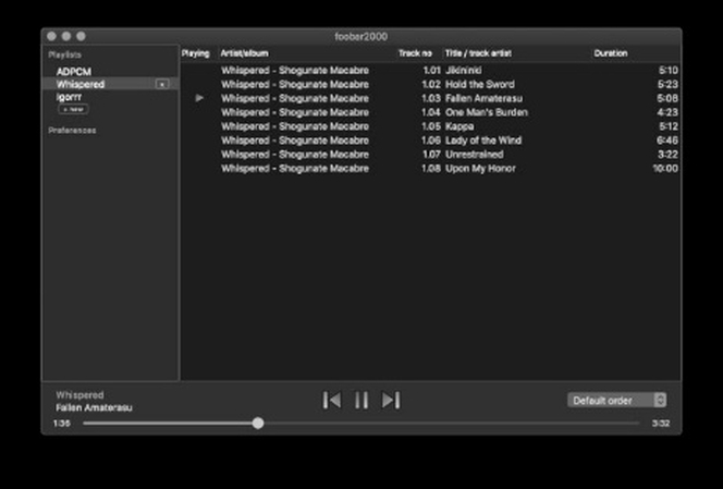 VGZ-файл в плейлисте foobar2000