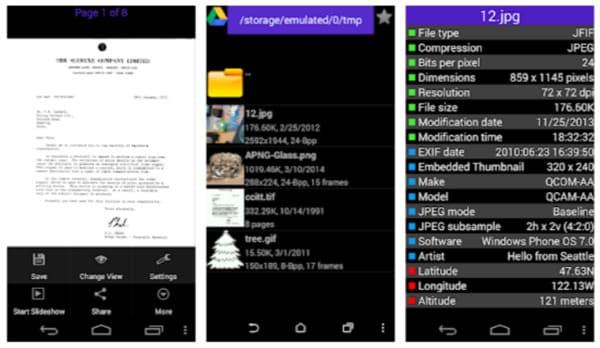 Интерфейс Fast Image Viewer Free с многостраничным TIFF на Android