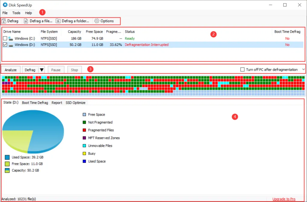 Главное окно Glarysoft Disk SpeedUp