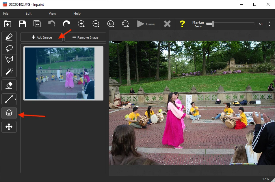 Панель MultiView-Inpaint с кнопками Add Image и Remove Image