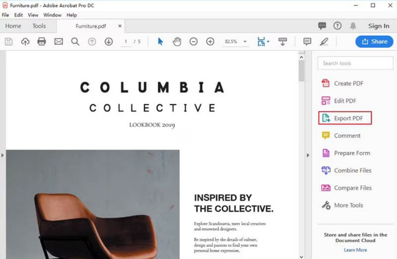 Панель экспорта PDF в Adobe Acrobat