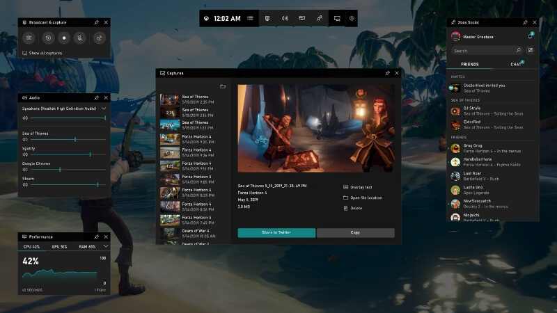 Остановка записи в Xbox Game Bar