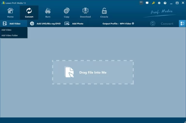 Добавление OGG через Add Video в Leawo Video Converter
