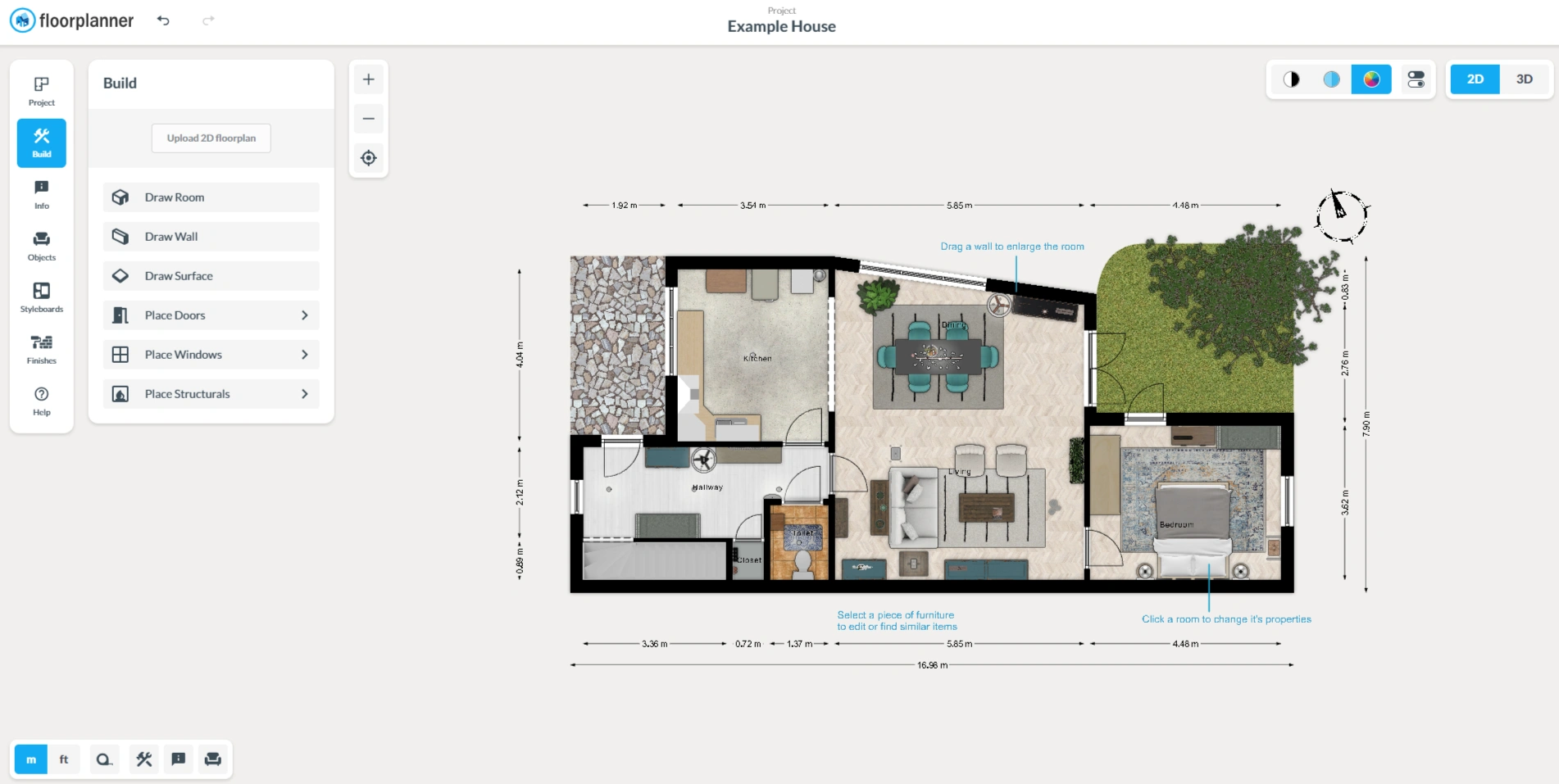 Интерфейс Floorplanner с планом квартиры и каталогом
