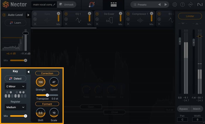 Модуль Pitch в iZotope Nectar 4