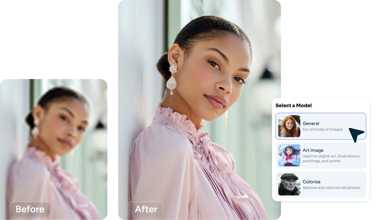 Экран модели General в AIEASE Photo Enhancer