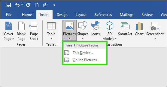 Вставка изображения через Microsoft Word после преобразования PDF