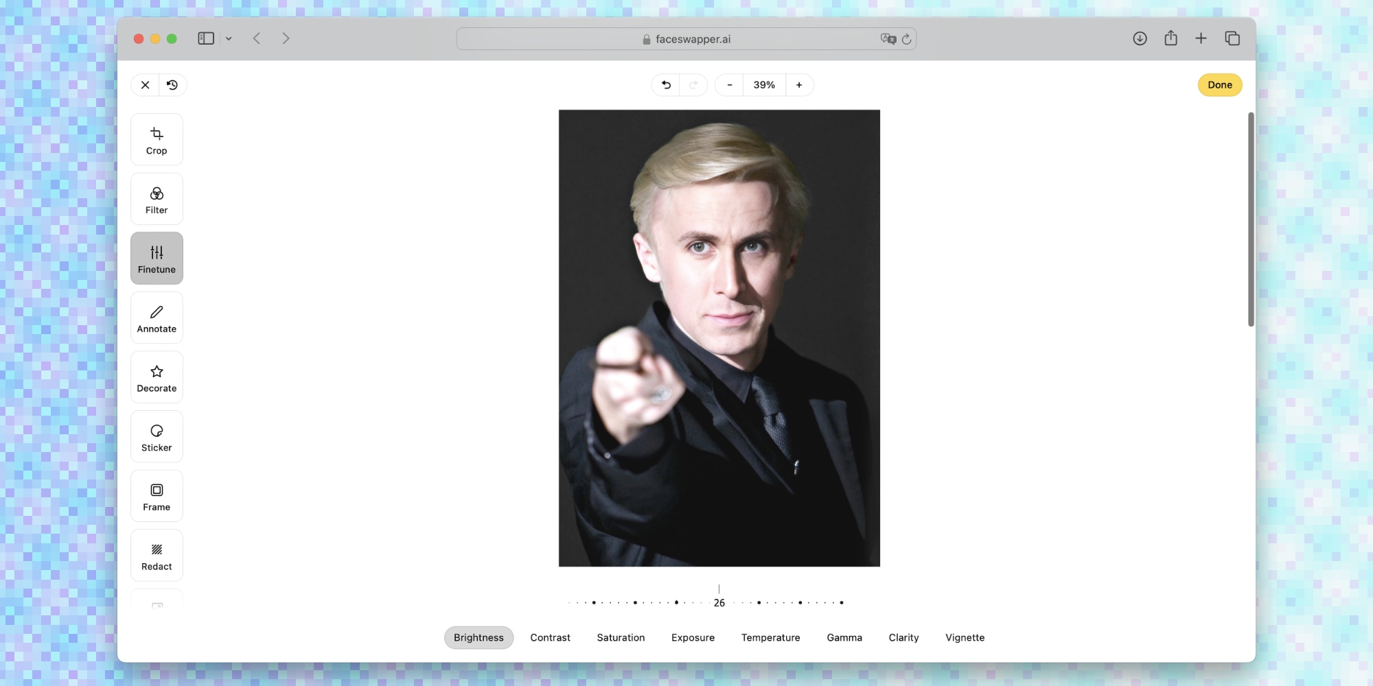 Редактор результата в Faceswapper.ai