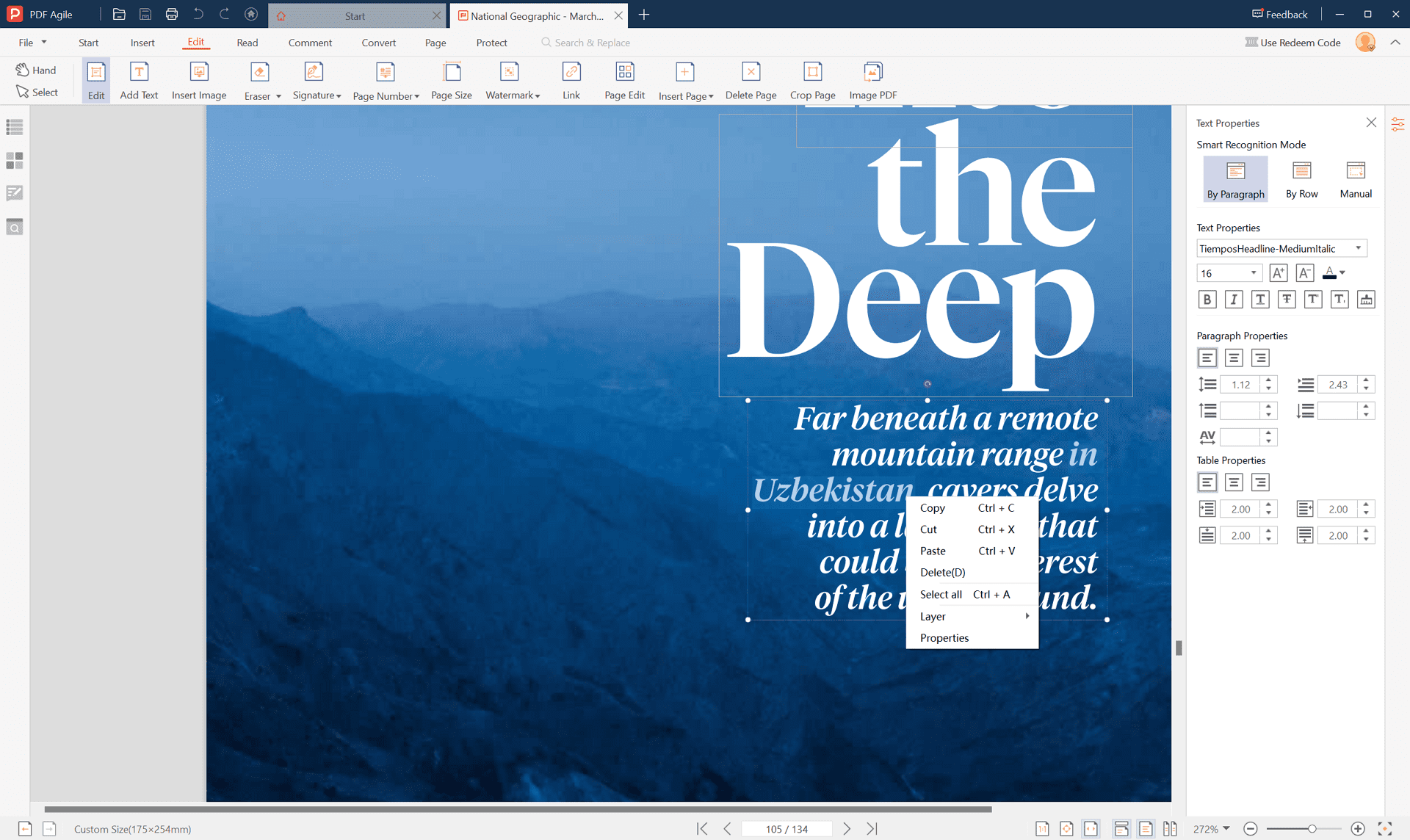 PDF Agile: удаление текста через PDF Editor
