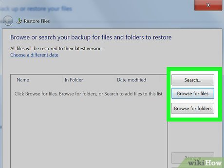 Выбор файлов из резервной копии Windows 7