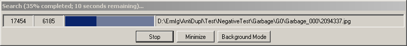 Окно прогресса поиска в AntiDupl.NET