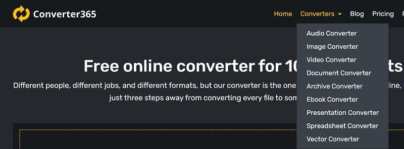 Интерфейс Convert365 для конвертации аудио
