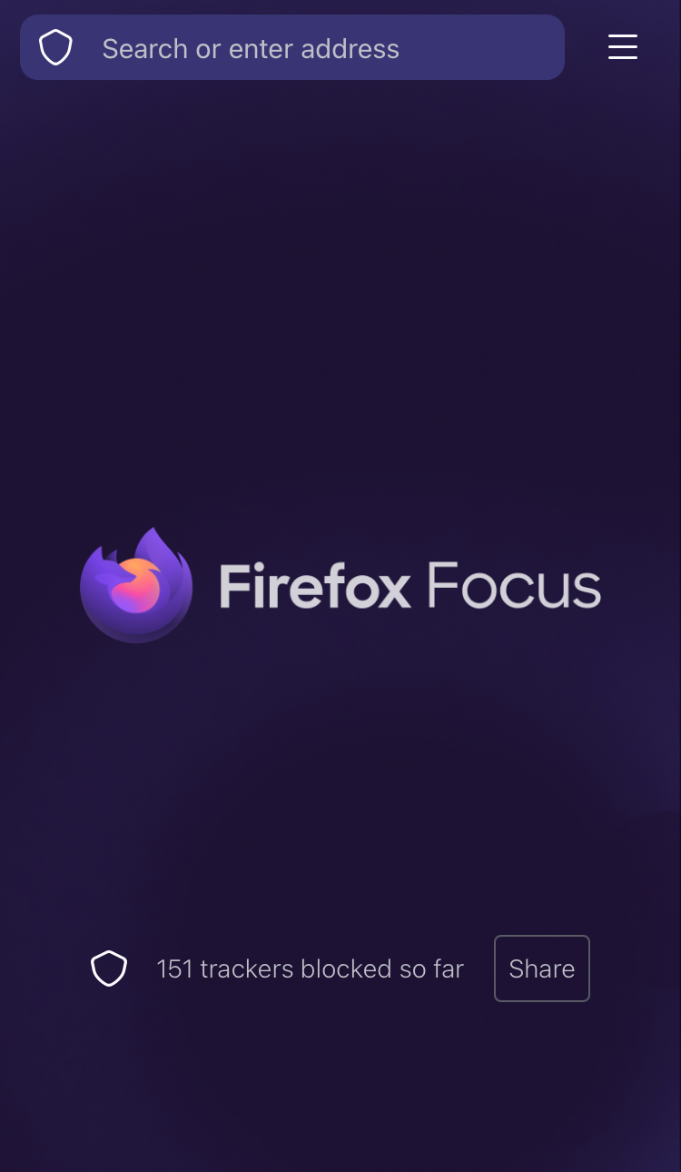 Главный экран Firefox Focus на iPhone