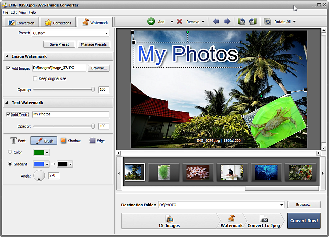 Пример графического и текстового водяного знака в AVS Image Converter