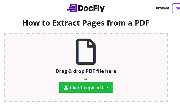 Экран загрузки PDF в DocFly для извлечения страниц