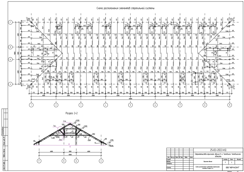 Чертёж конструкции крыши в Model Studio CS