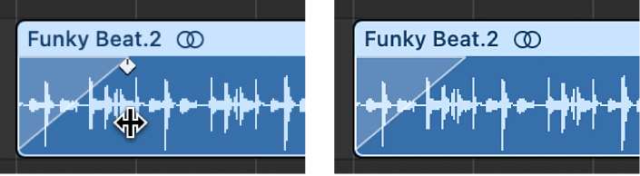 Редактирование кривой Fade Out на аудиорегионе Logic Pro