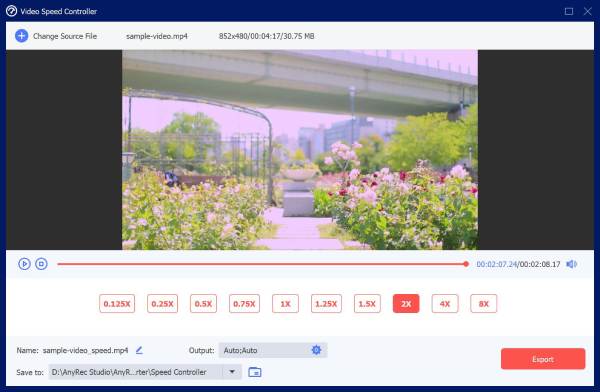 AnyRec Video Converter: Video Speed Controller с коэффициентами скорости