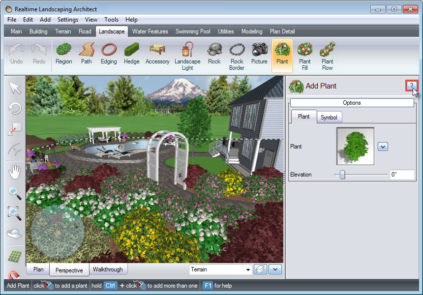 Realtime Landscaping Architect: вкладка Landscape и инструмент Plant