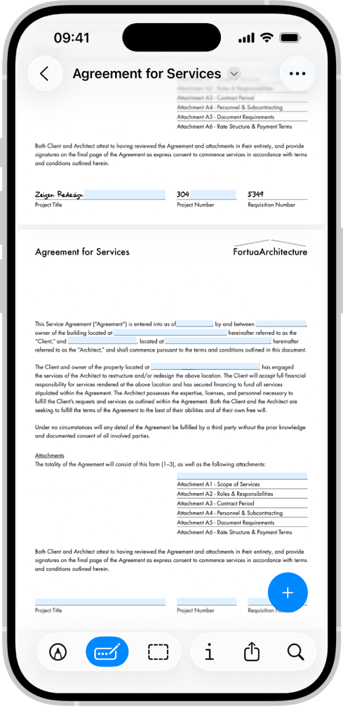 Открытый PDF-документ в приложении Просмотр на iPhone