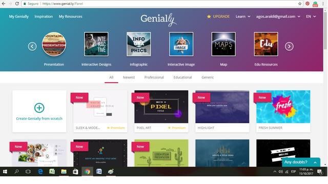 Интерфейс Genially