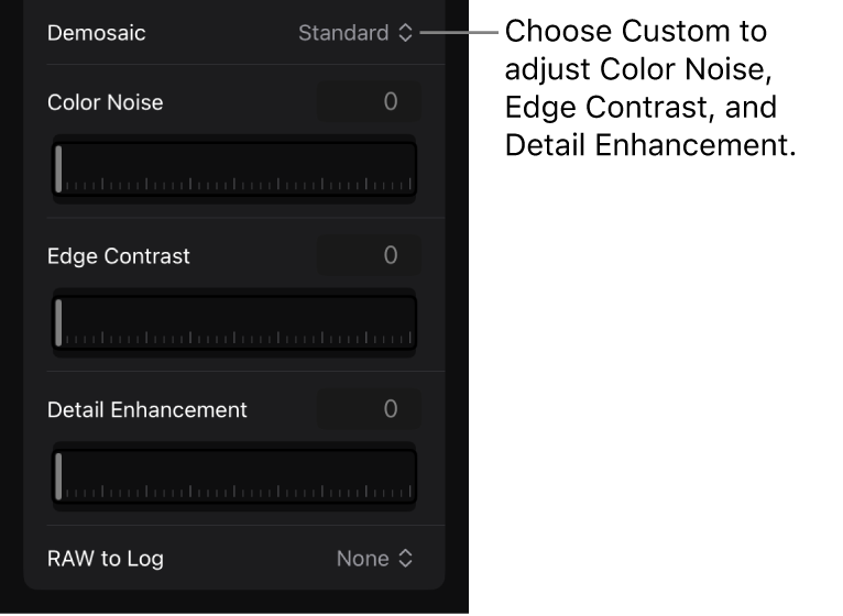 Demosaic, Color Noise, Edge Contrast и Detail Enhancement на iPad