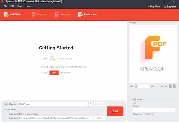 Главное окно Apeaksoft PDF Converter Ultimate