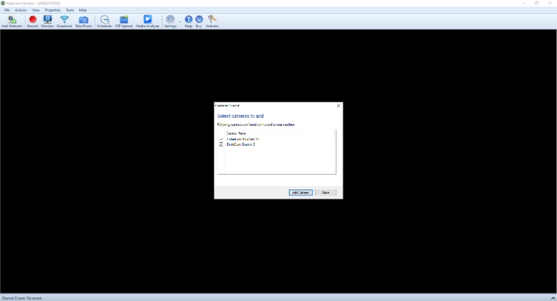 Рабочий интерфейс WebCam Monitor
