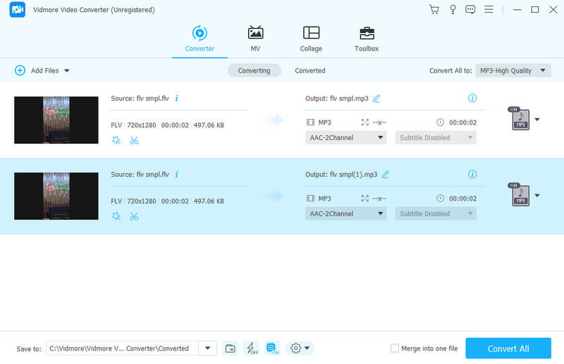Vidmore Video Converter для FLV в MP3
