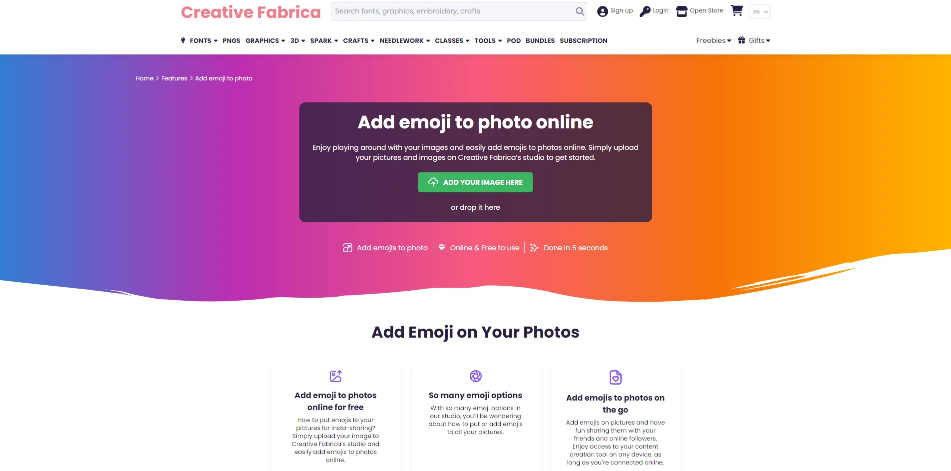 Добавление эмодзи в Creative Fabrica Studio