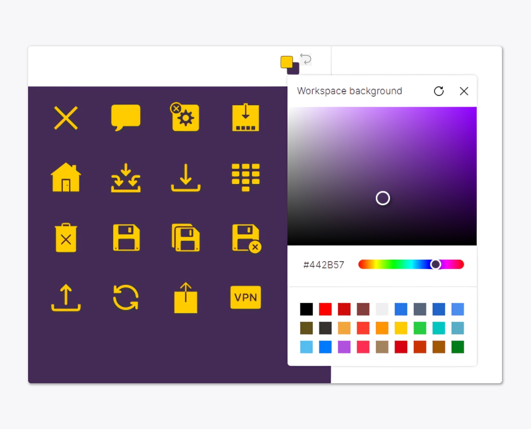 Инструмент Recolor в Icons8 Pichon для изменения цвета монохромных иконок
