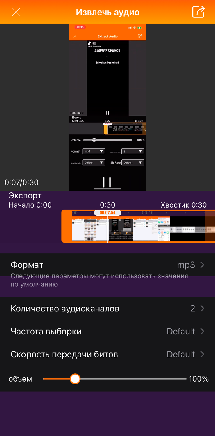 Интерфейс MP3 Converter на iPhone, экран 2