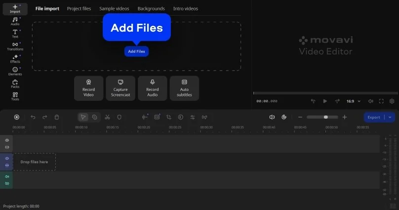 Импорт видео в Movavi Video Editor