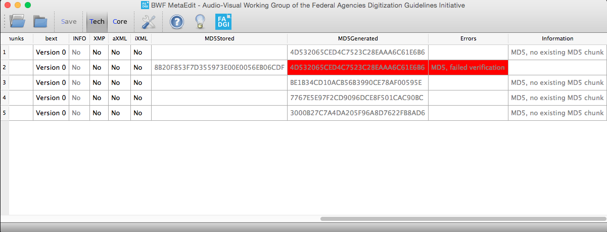 BWF MetaEdit с колонками BEXT, XML и проверкой MD5 аудиоданных