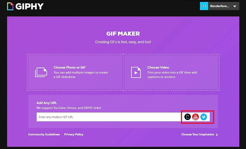 Экран выбора видео в GIPHY GIF Maker