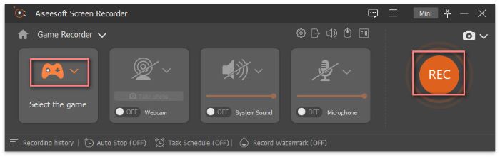 Выбор игрового процесса в FVC Screen Recorder