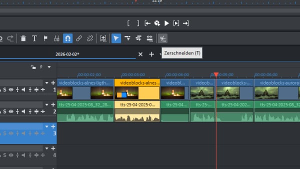 Разрезание и подрезка клипов на таймлайне MAGIX Video Pro X