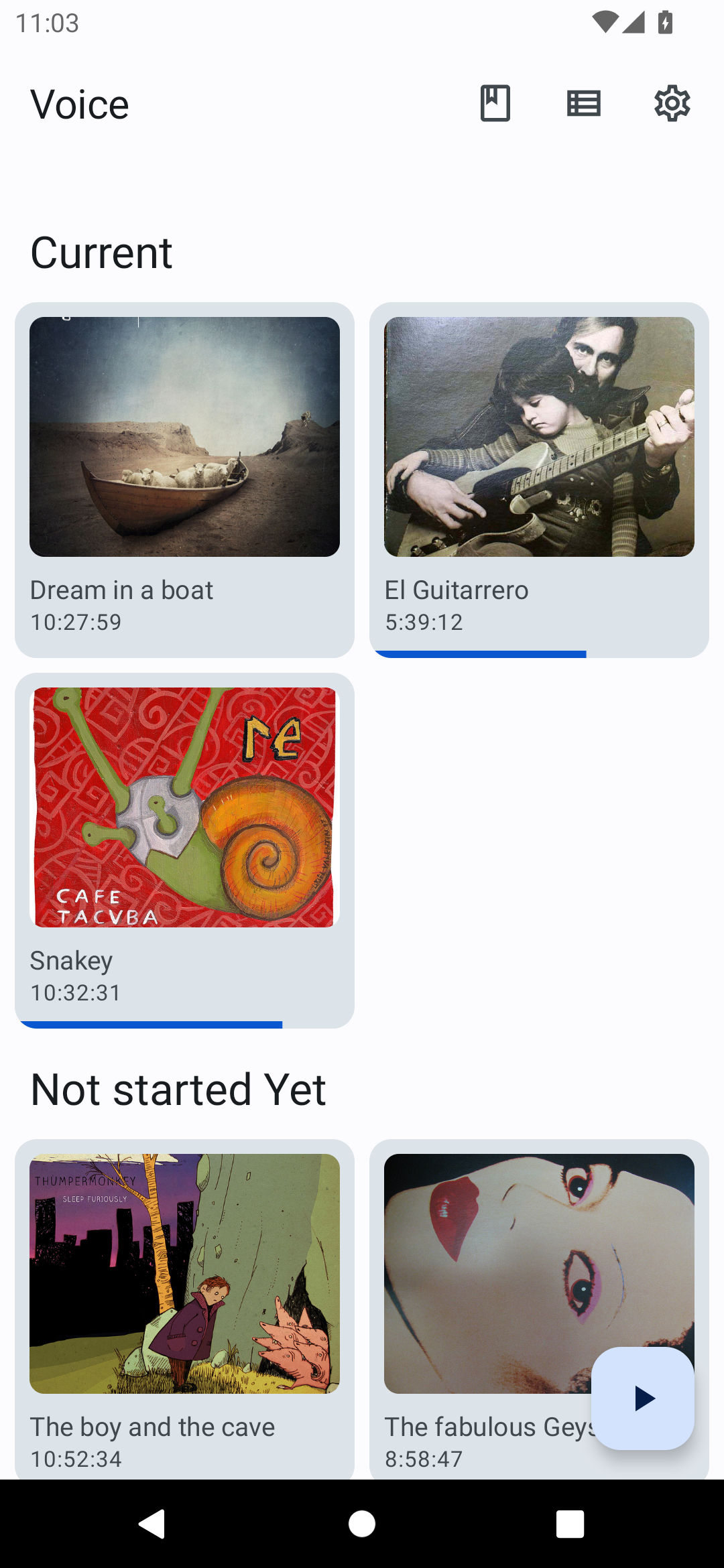 Интерфейс Voice Audiobook Player на Android