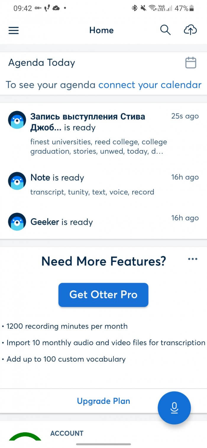 Интерфейс заметки Otter