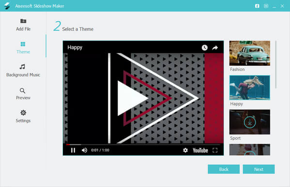 Aiseesoft Slideshow Maker: выбор темы