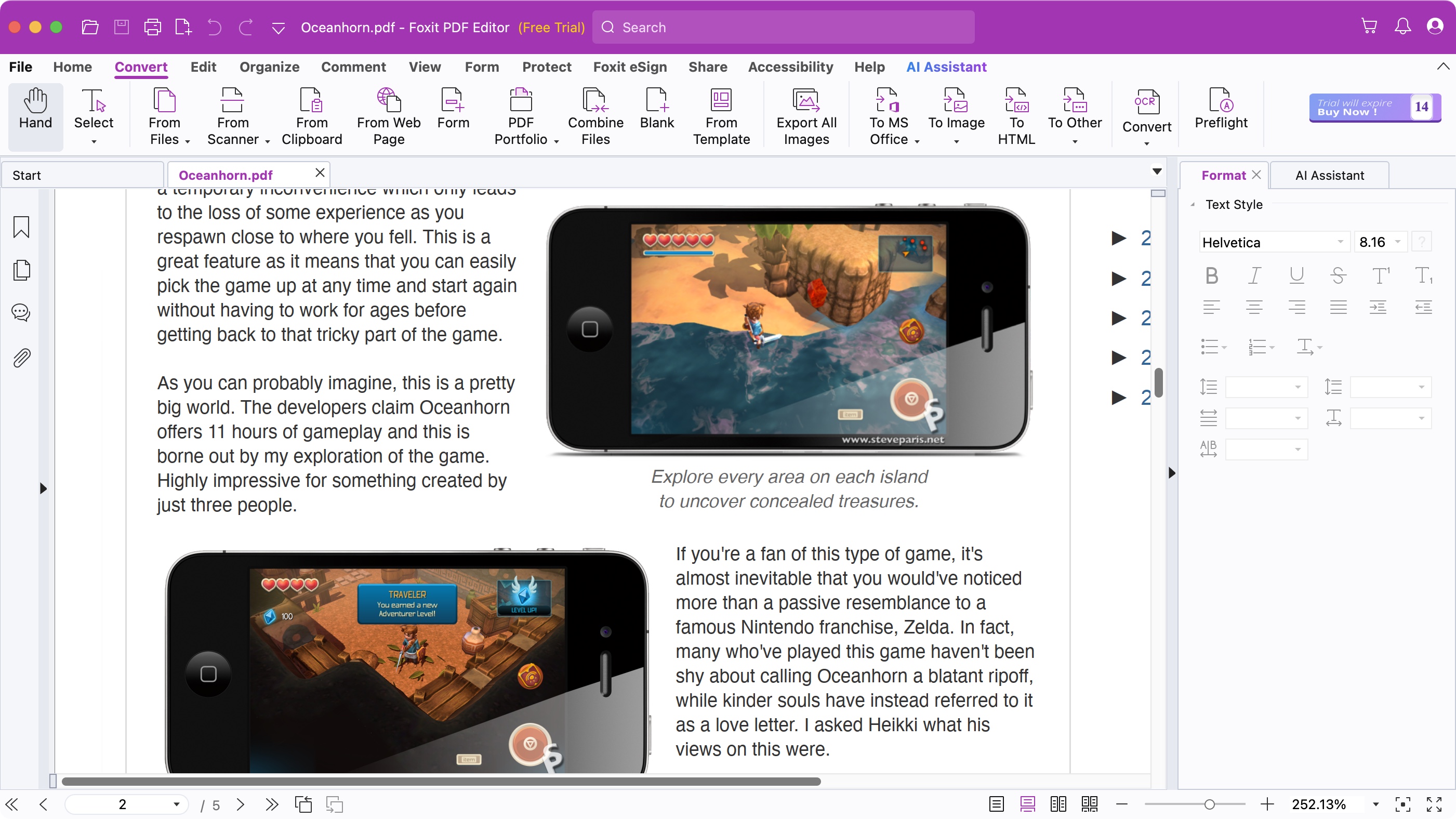 Интерфейс Foxit PDF Editor с лентой вкладок и открытым документом