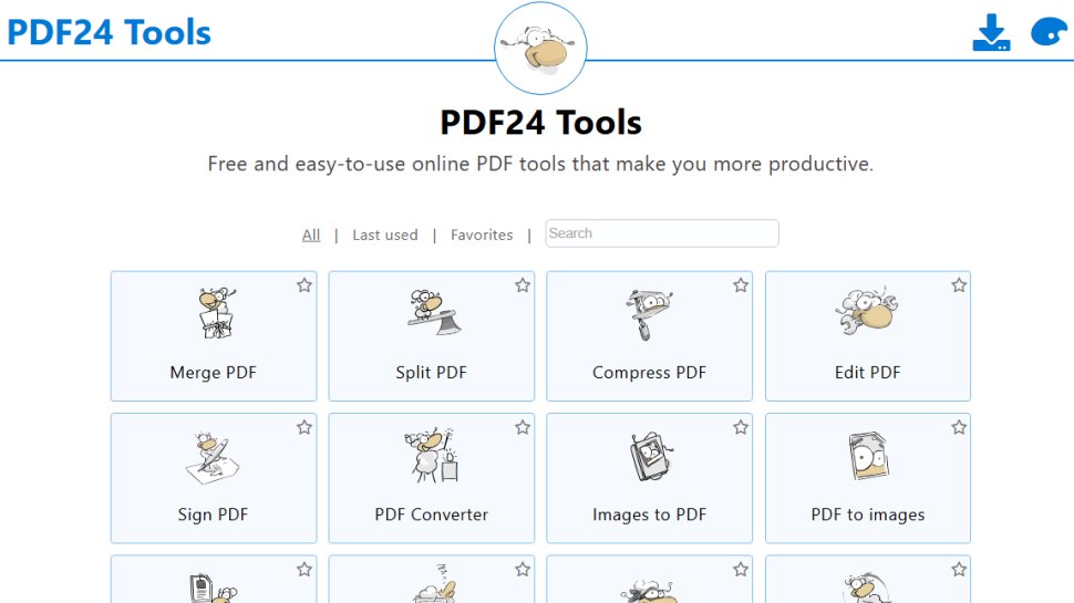 Интерфейс PDF24 Tools с набором инструментов PDF
