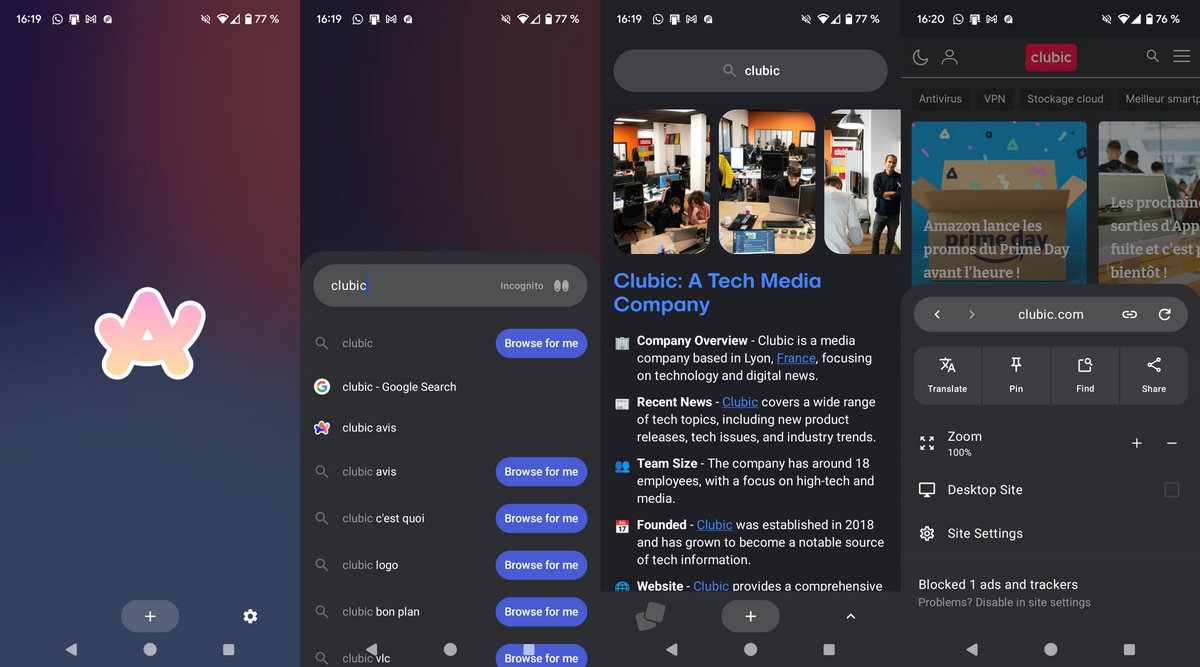 Интерфейс Arc Search на Android с поиском Browse for Me
