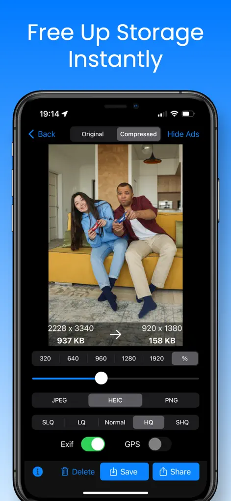 Главный экран Easy Photo Compressor с выбором фотографий