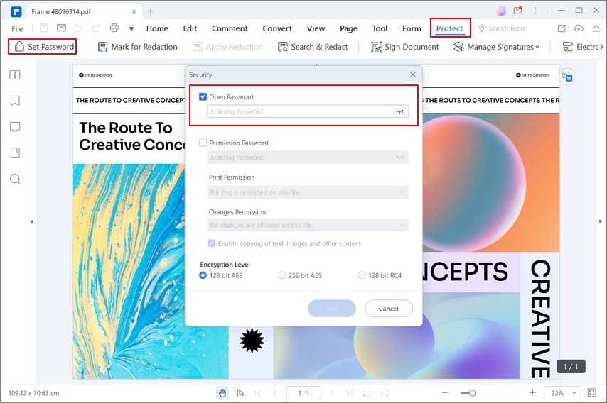 PDFelement: Protect, Set Password и Open Password