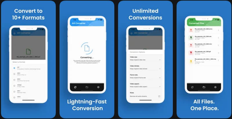 Интерфейс AVI Converter AVI to MP4 на iPhone