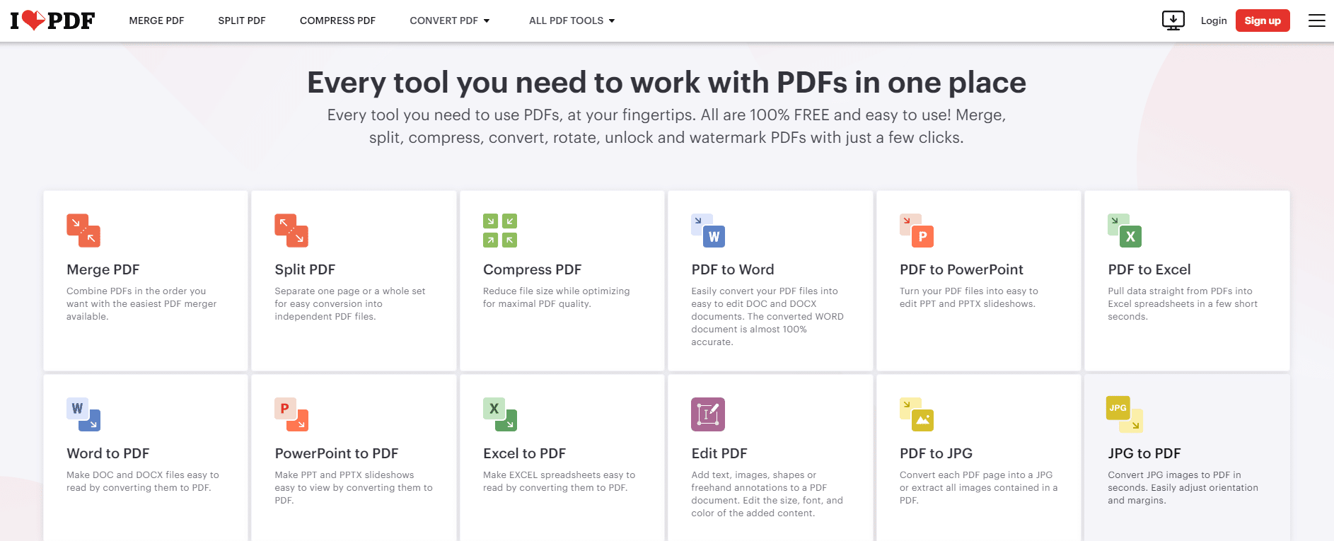 Интерфейс iLovePDF Crop PDF