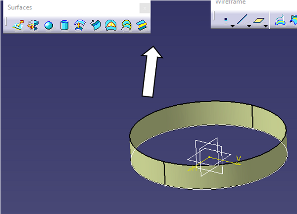 CATIA V5: выбор команды Fill для заполнения поверхности
